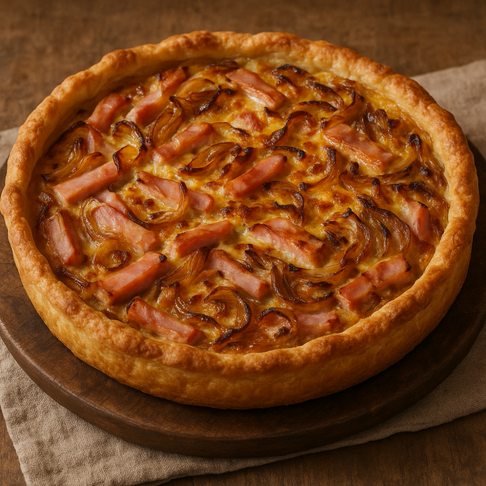 Tarte allemande au jambon blanc et oignons caramélisés